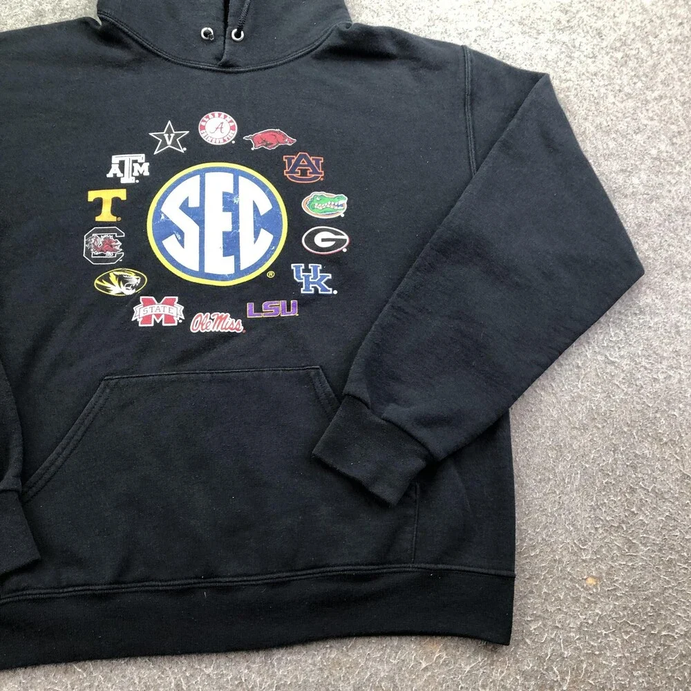 SEC Hoodie Mens Medium Black Pullover NCAA Football The Victory Sweatshirt